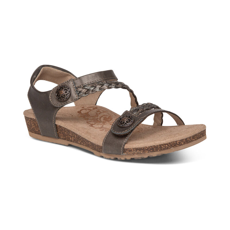 Aetrex Womens Jillian Braided Quarter Strap Sandals Bronze - 4u264xveB